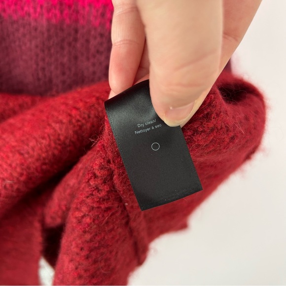 Rag & Bone Holland Funnel Neck Sweater in Burgundy Stripe Wool and Alpaca Size S - Picture 7 of 12